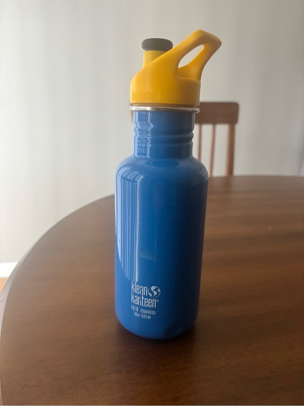 Klean Kanteen Blue Kids Water Bottle with Yellow Sport Cap